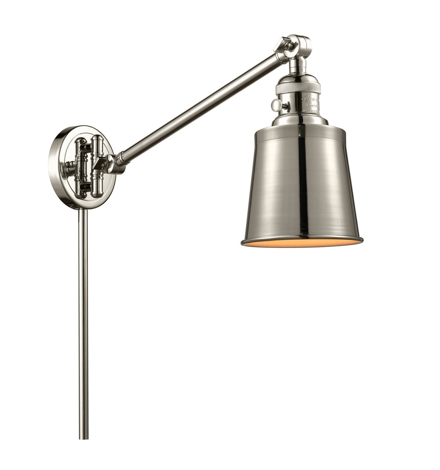 Innovations - 237-PN-M9 - One Light Swing Arm - Franklin Restoration - Polished Nickel
