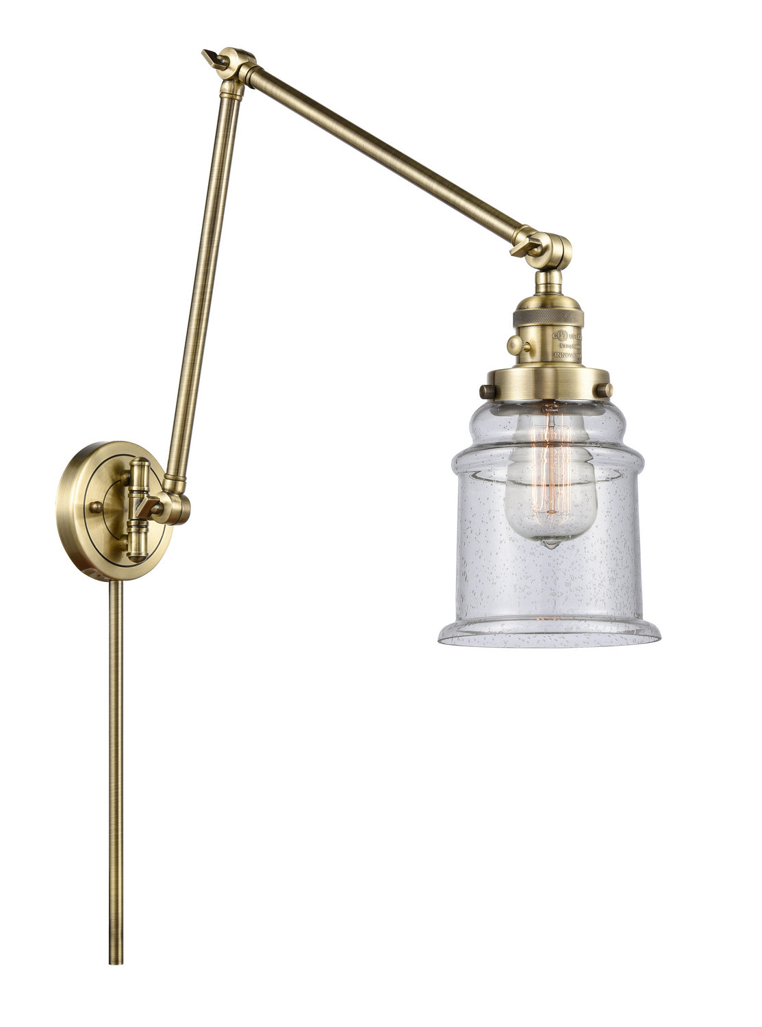 Innovations - 238-AB-G184 - One Light Swing Arm - Franklin Restoration - Antique Brass