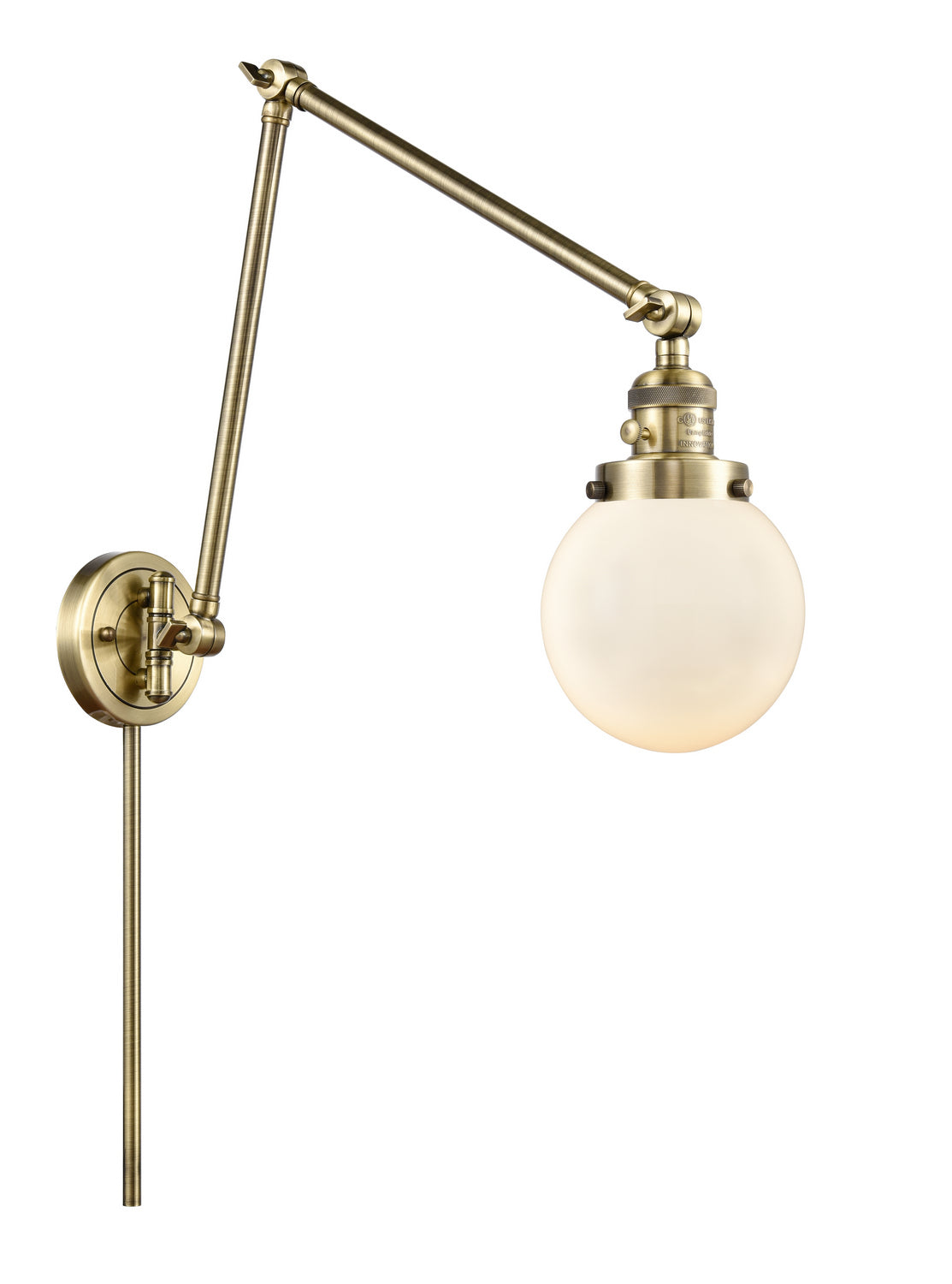 Innovations - 238-AB-G201-6 - One Light Swing Arm - Franklin Restoration - Antique Brass