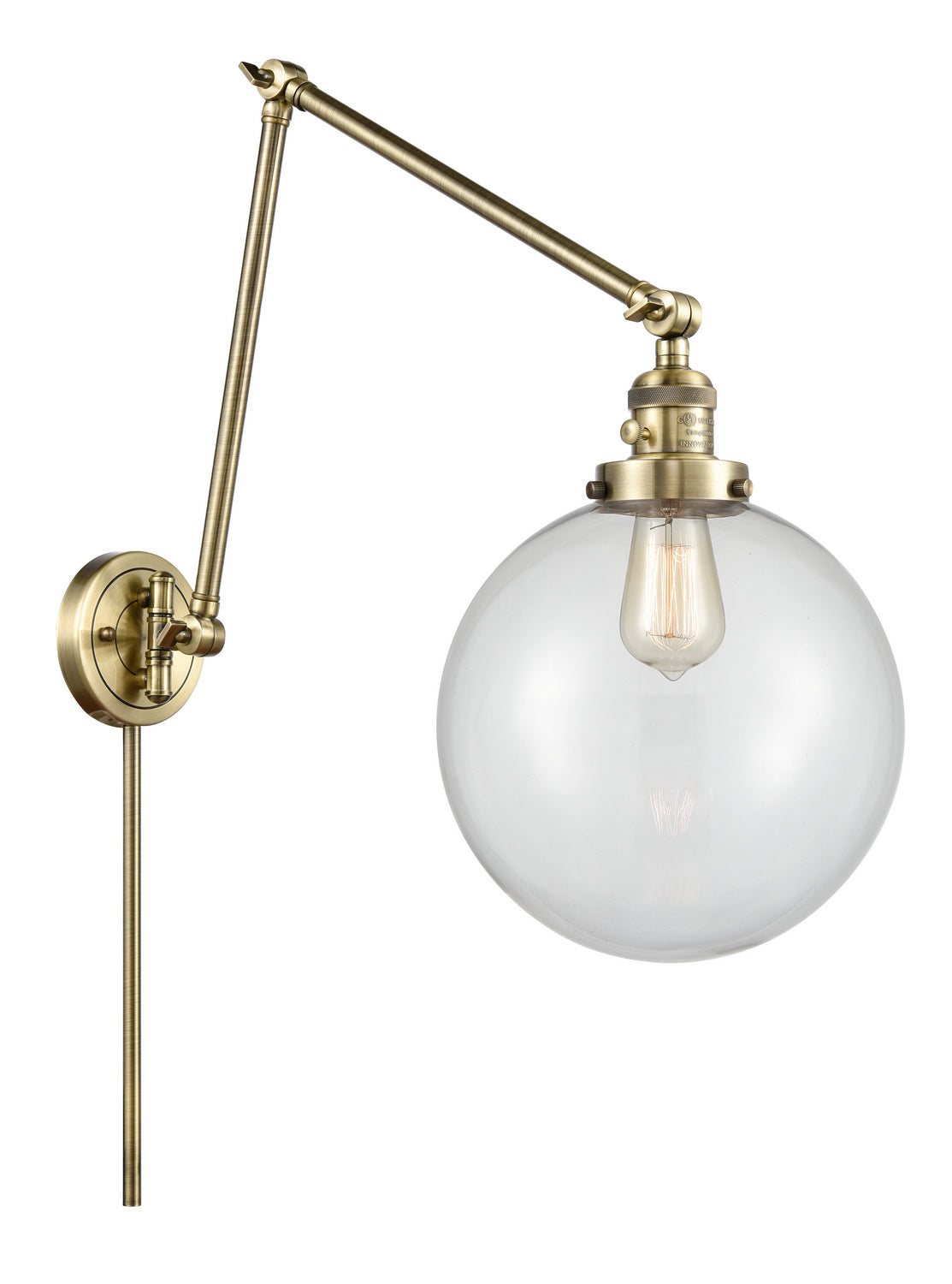 Innovations - 238-AB-G202-10 - One Light Swing Arm - Franklin Restoration - Antique Brass