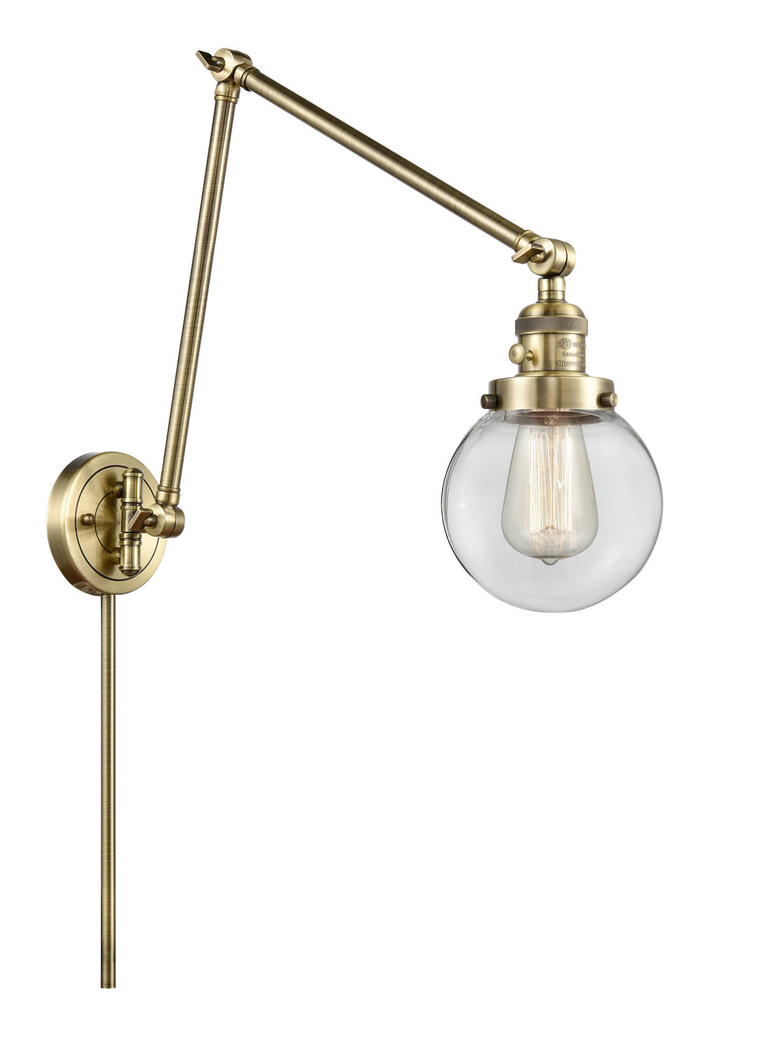Innovations - 238-AB-G202-6 - One Light Swing Arm - Franklin Restoration - Antique Brass