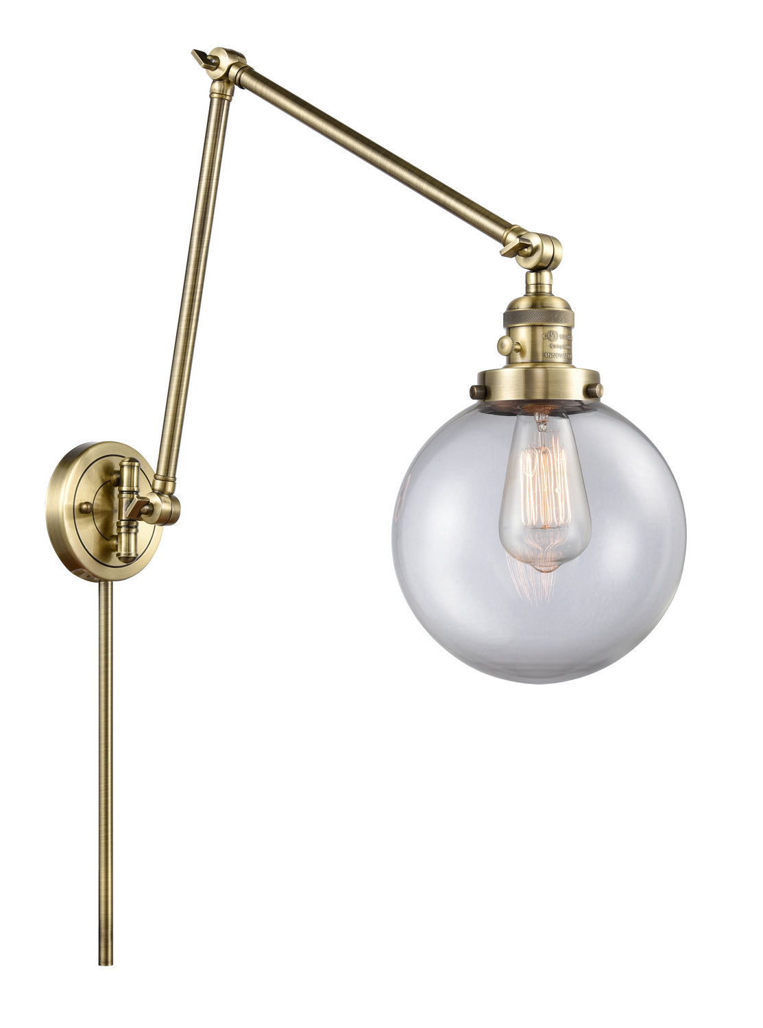 Innovations - 238-AB-G202-8 - One Light Swing Arm - Franklin Restoration - Antique Brass