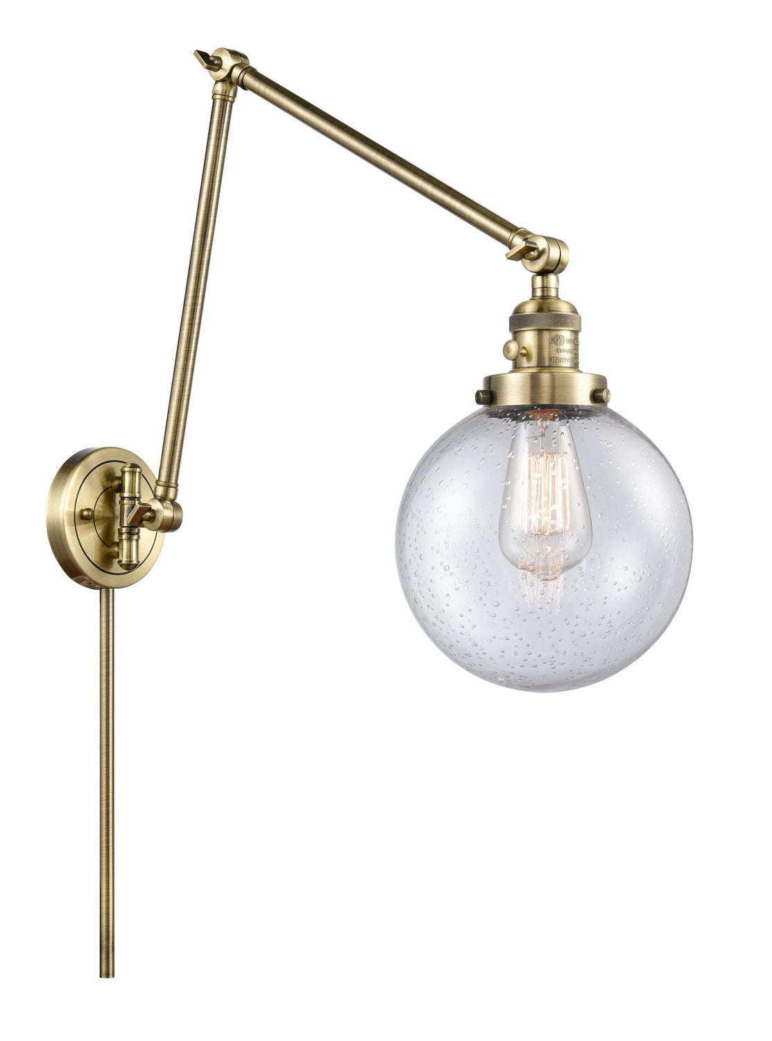 Innovations - 238-AB-G204-8 - One Light Swing Arm - Franklin Restoration - Antique Brass