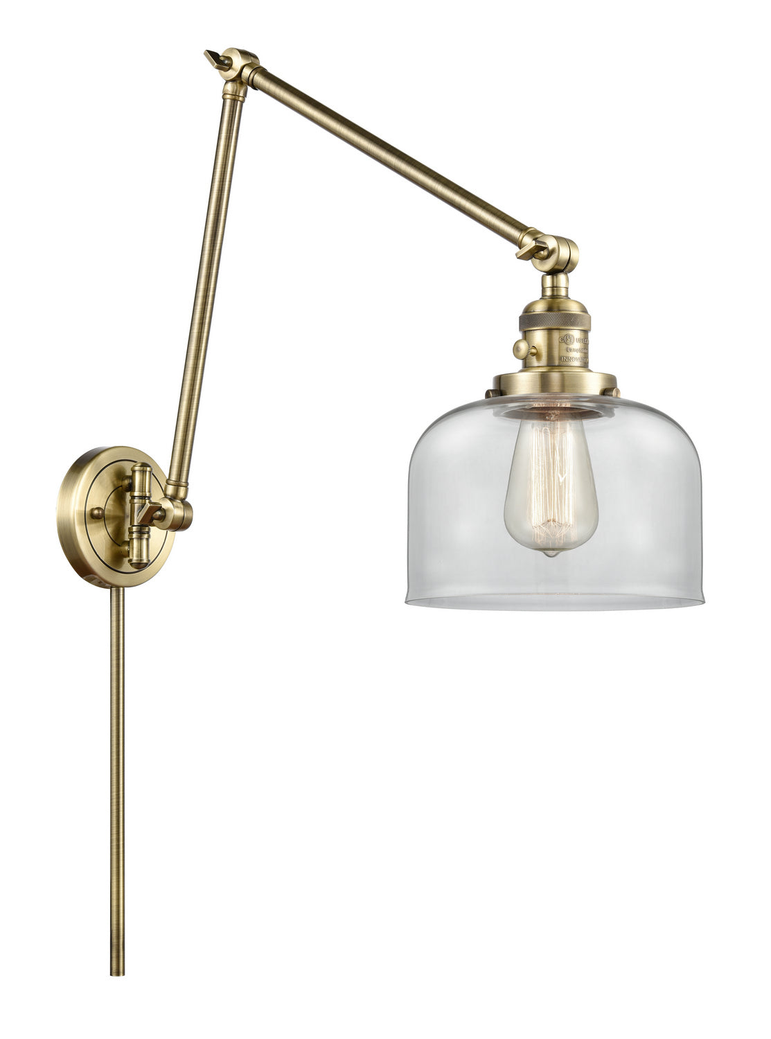 Innovations - 238-AB-G72 - One Light Swing Arm - Franklin Restoration - Antique Brass