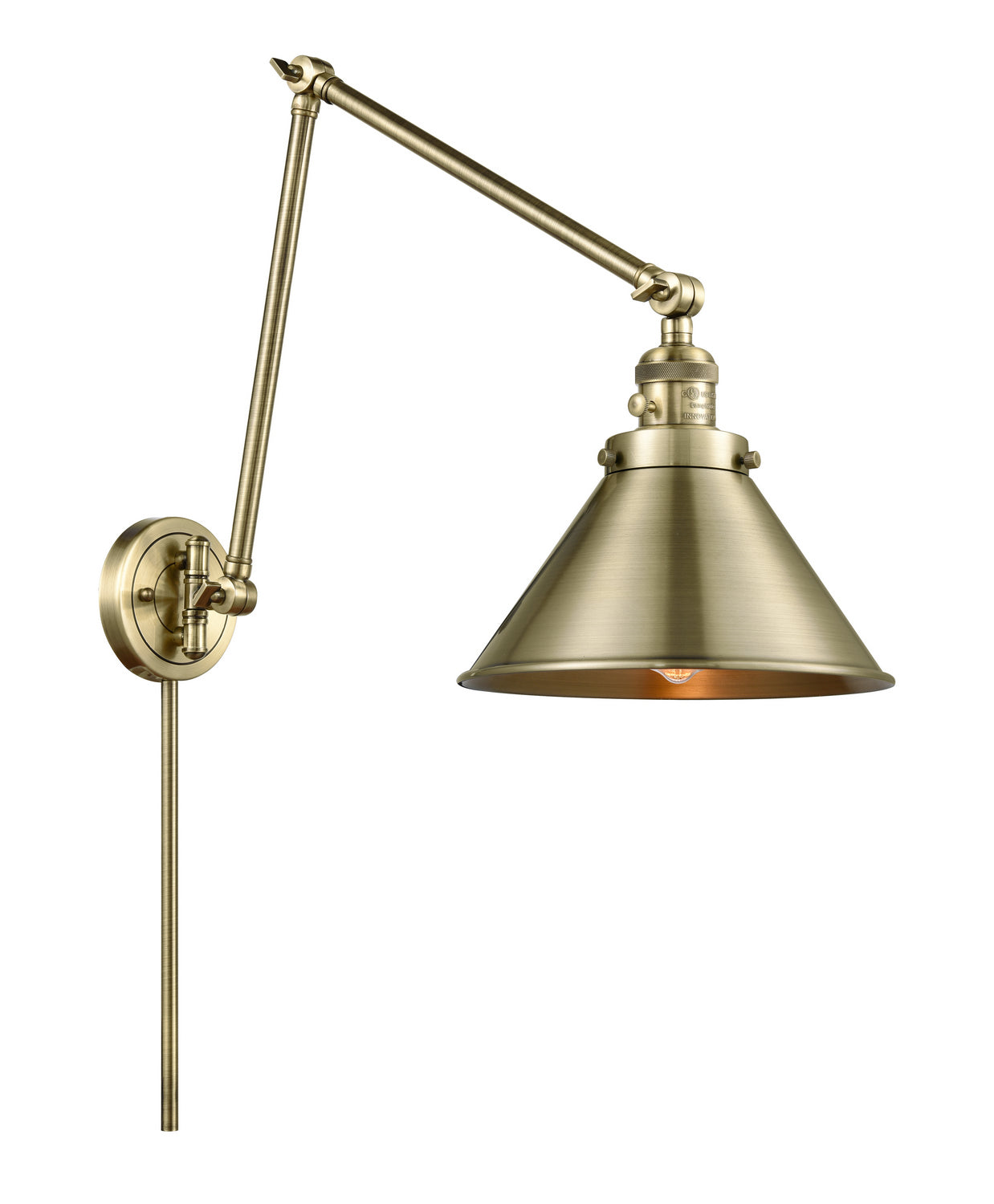 Innovations - 238-AB-M10-AB - One Light Swing Arm - Franklin Restoration - Antique Brass