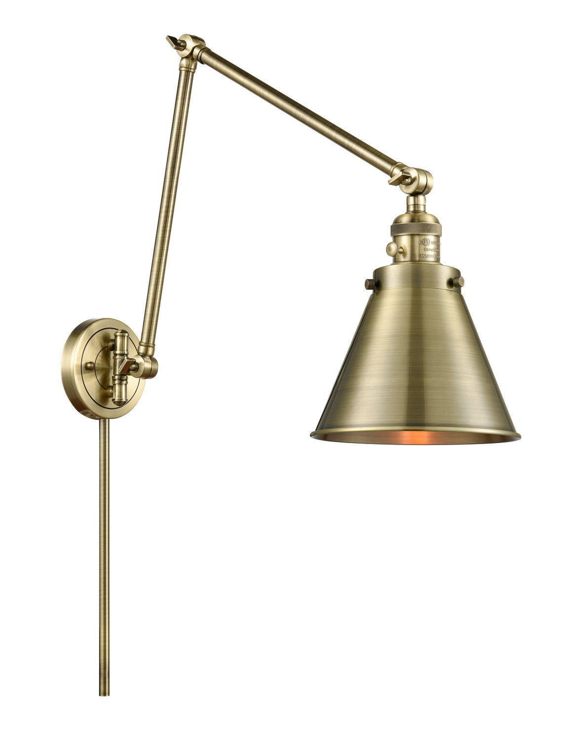 Innovations - 238-AB-M13-AB - One Light Swing Arm - Franklin Restoration - Antique Brass