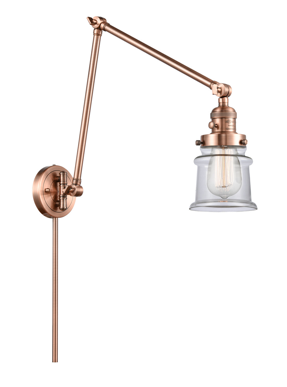 Innovations - 238-AC-G182S - One Light Swing Arm - Franklin Restoration - Antique Copper