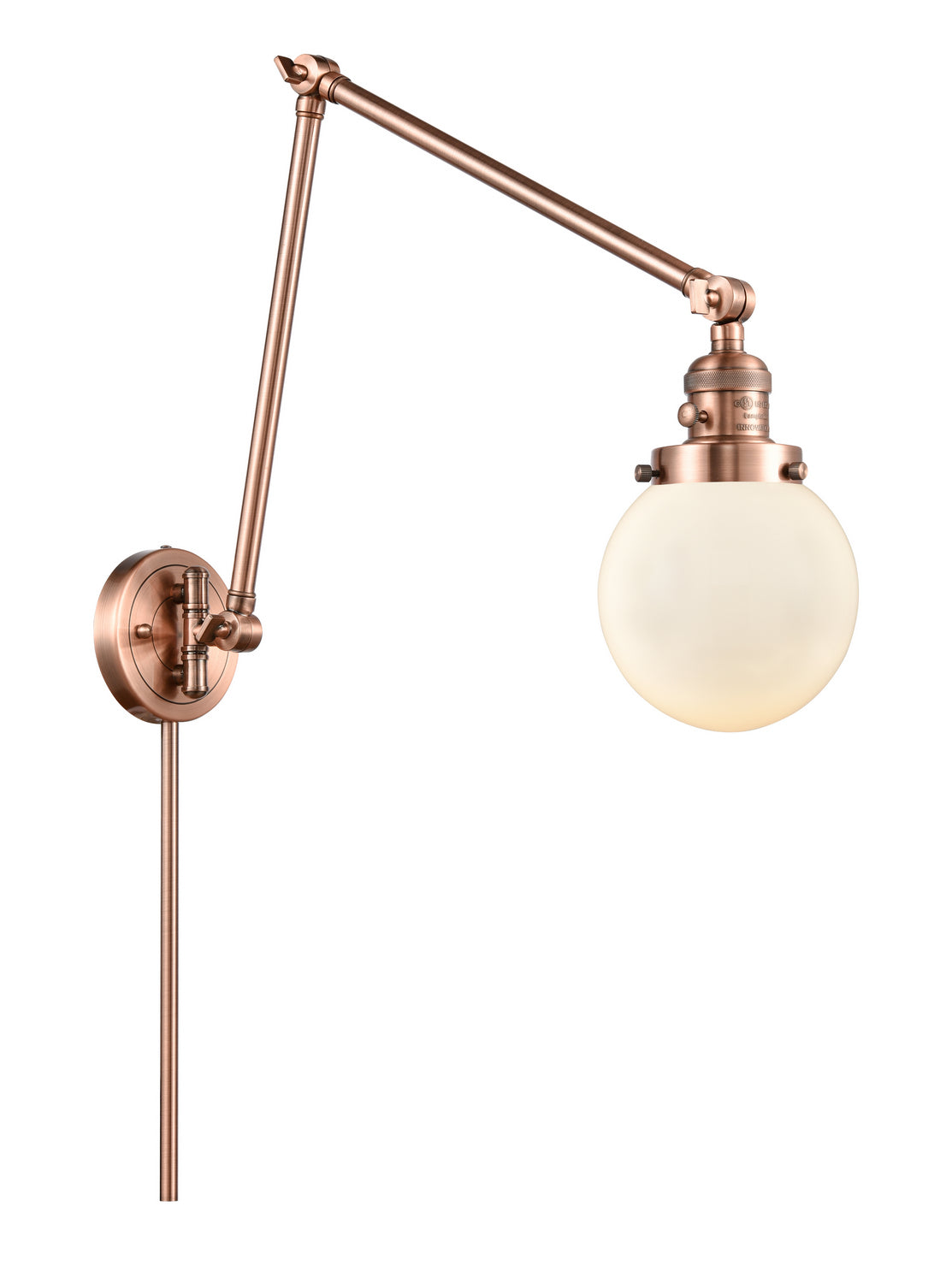 Innovations - 238-AC-G201-6 - One Light Swing Arm - Franklin Restoration - Antique Copper