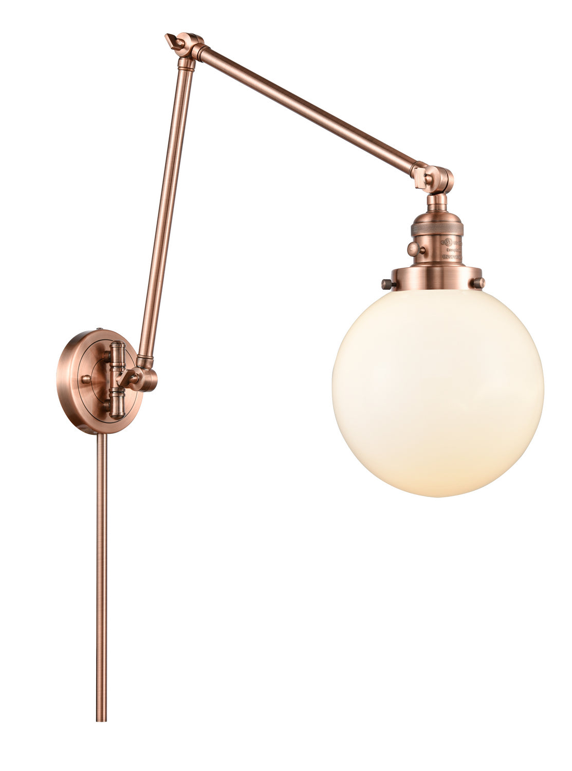Innovations - 238-AC-G201-8 - One Light Swing Arm - Franklin Restoration - Antique Copper