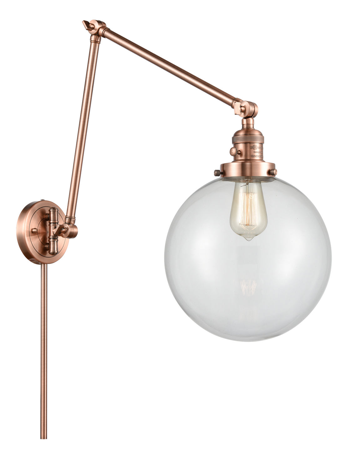 Innovations - 238-AC-G202-10 - One Light Swing Arm - Franklin Restoration - Antique Copper