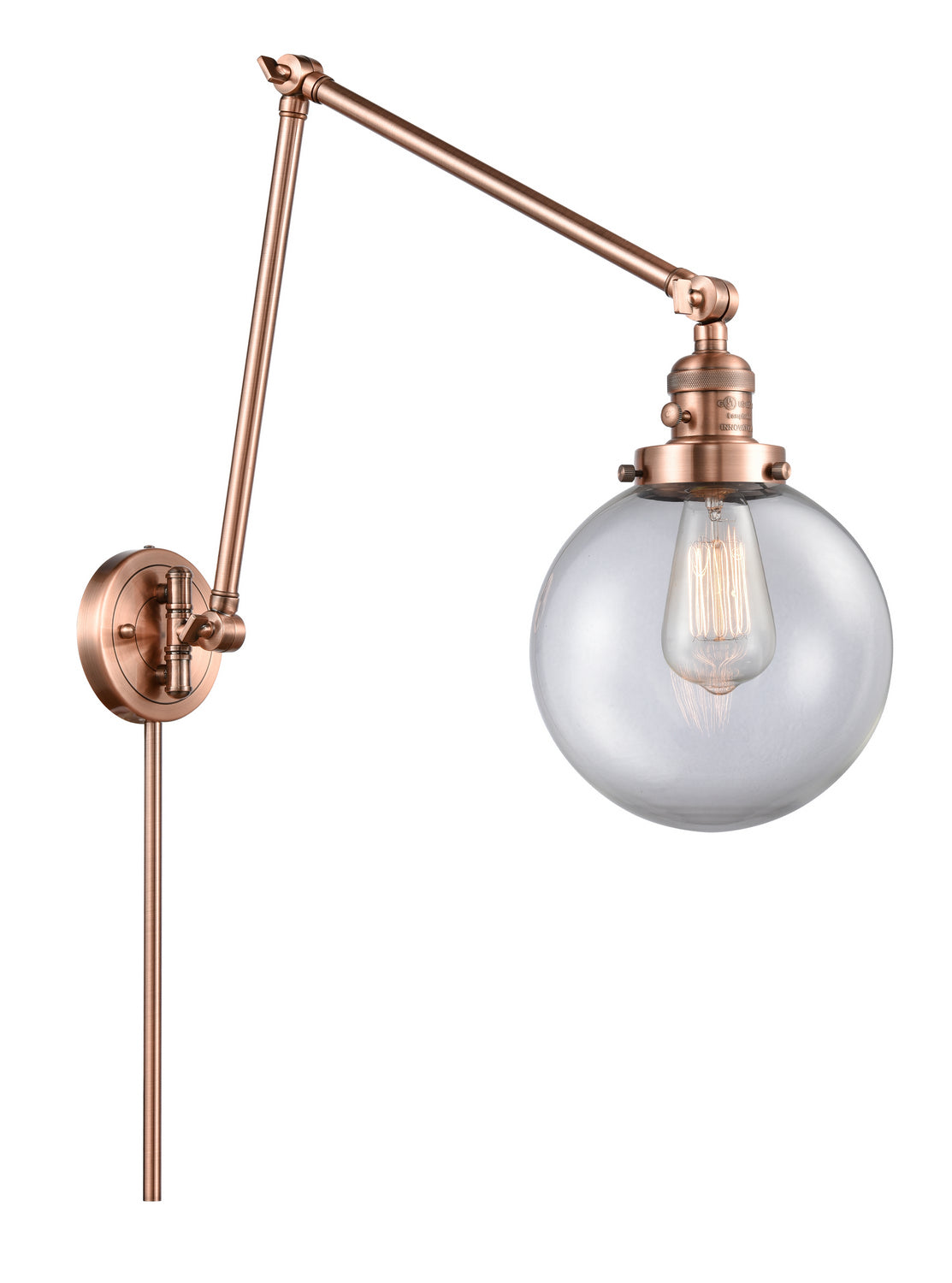 Innovations - 238-AC-G202-8 - One Light Swing Arm - Franklin Restoration - Antique Copper