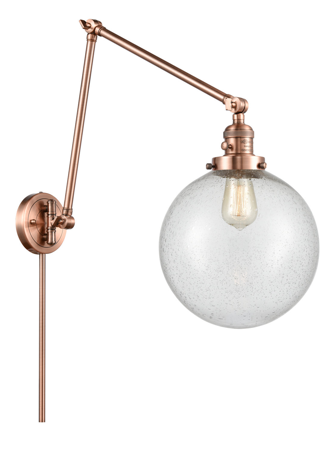Innovations - 238-AC-G204-10 - One Light Swing Arm - Franklin Restoration - Antique Copper