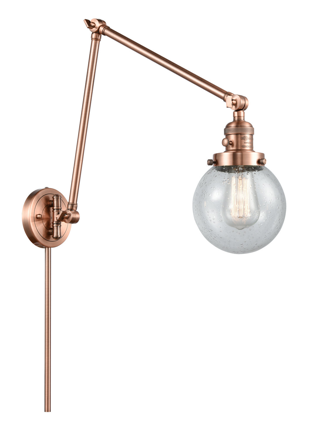 Innovations - 238-AC-G204-6 - One Light Swing Arm - Franklin Restoration - Antique Copper