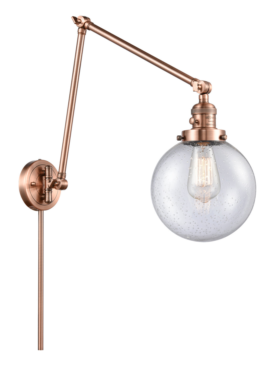 Innovations - 238-AC-G204-8 - One Light Swing Arm - Franklin Restoration - Antique Copper