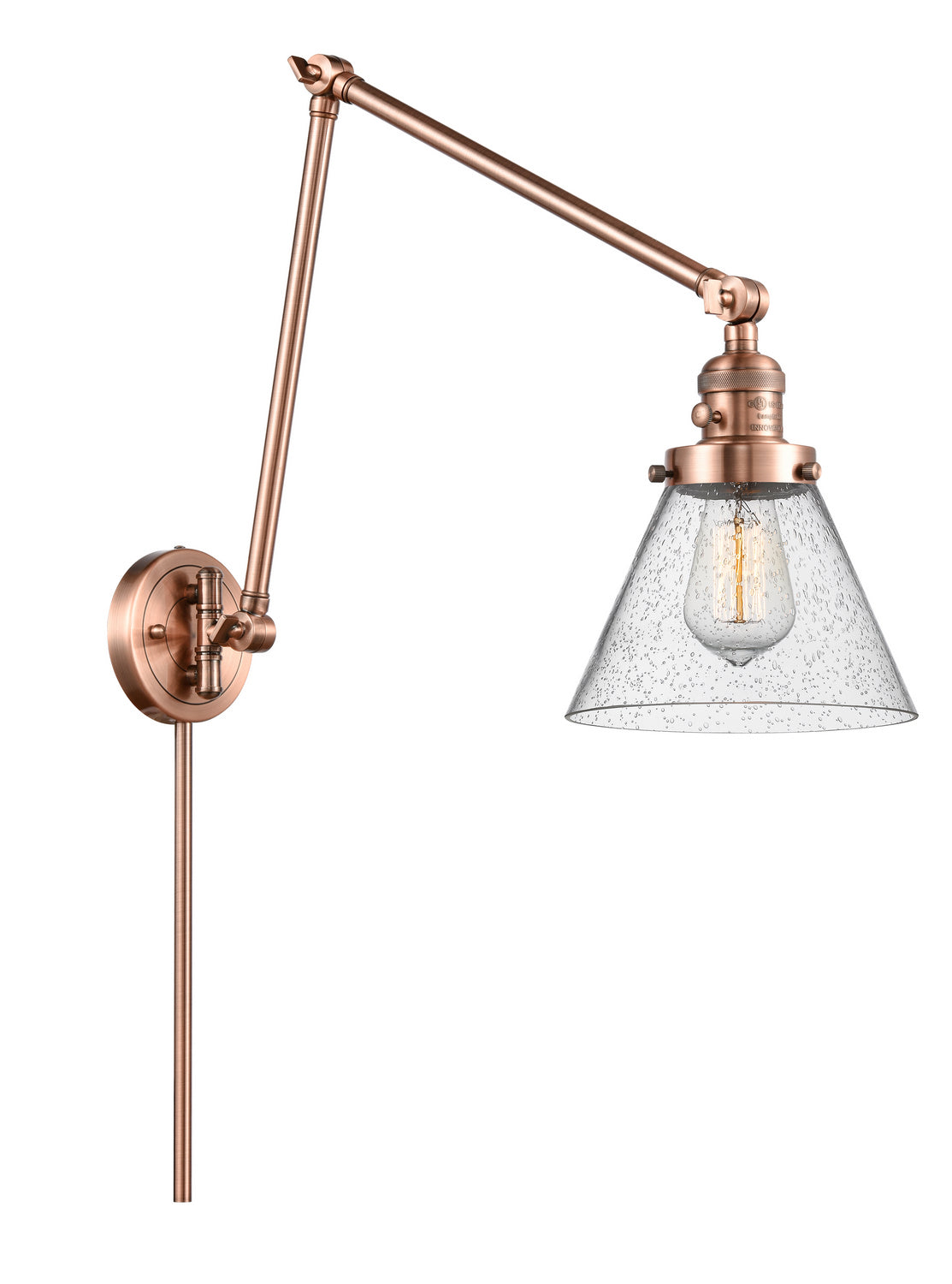 Innovations - 238-AC-G44 - One Light Swing Arm - Franklin Restoration - Antique Copper