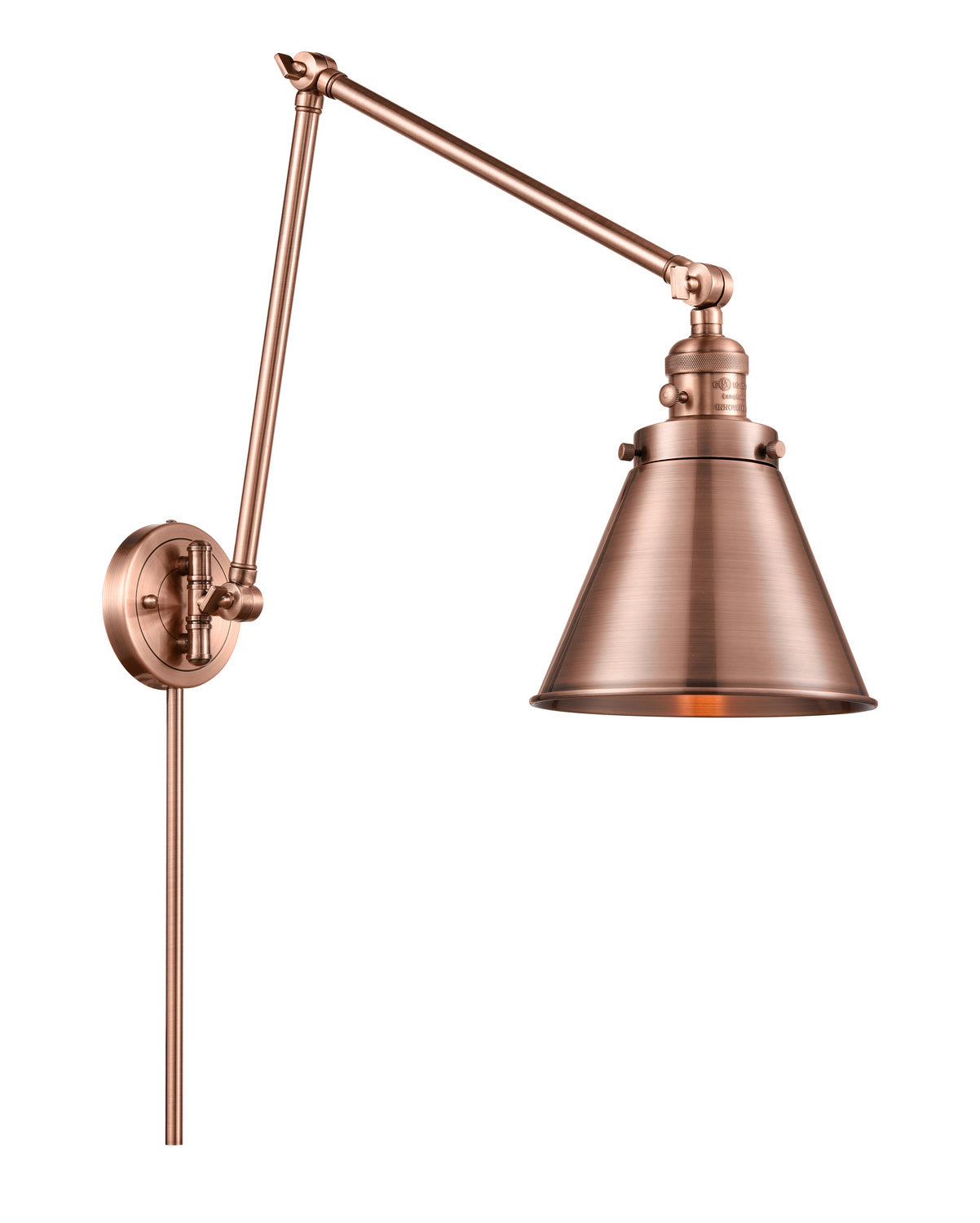 Innovations - 238-AC-M13-AC - One Light Swing Arm - Franklin Restoration - Antique Copper