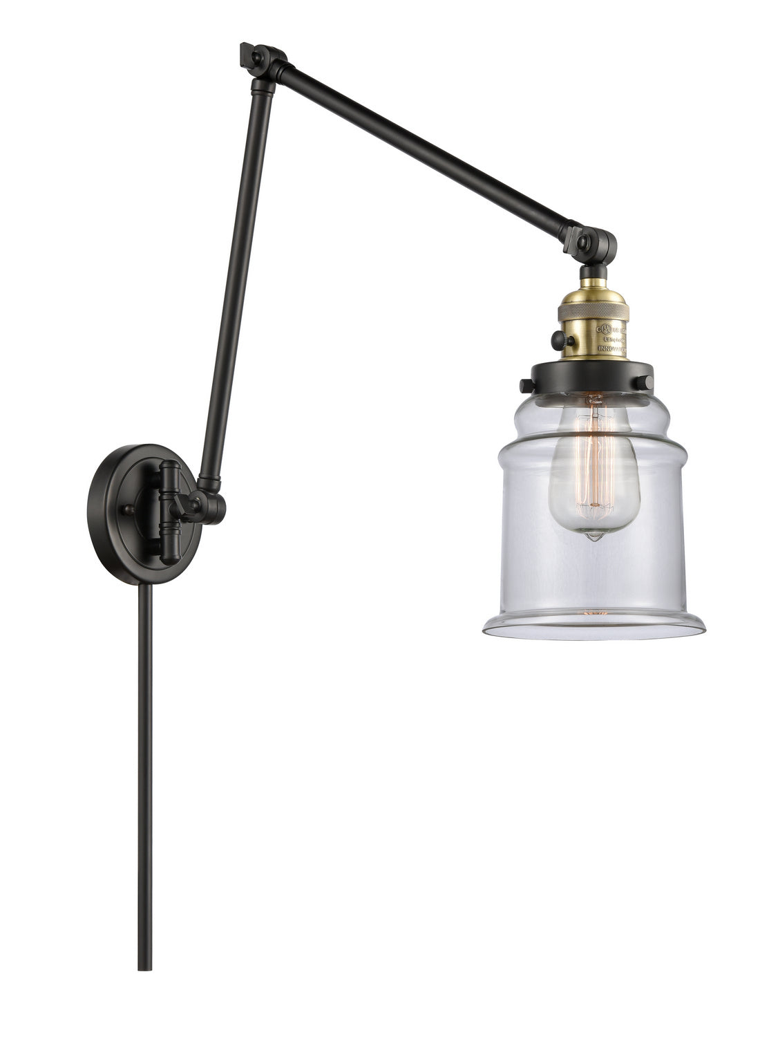 Innovations - 238-BAB-G182 - One Light Swing Arm - Franklin Restoration - Black Antique Brass