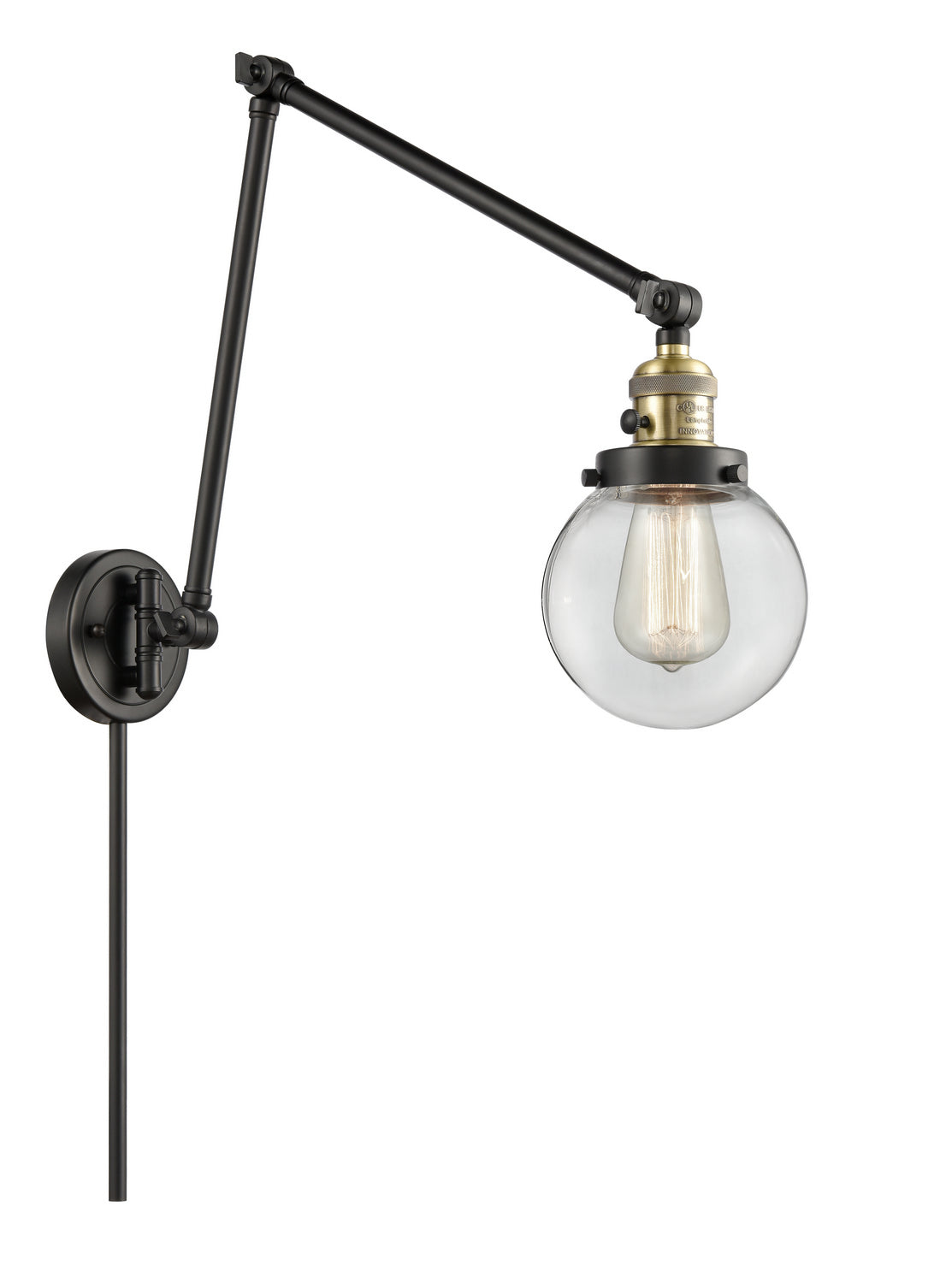 Innovations - 238-BAB-G202-6 - One Light Swing Arm - Franklin Restoration - Black Antique Brass