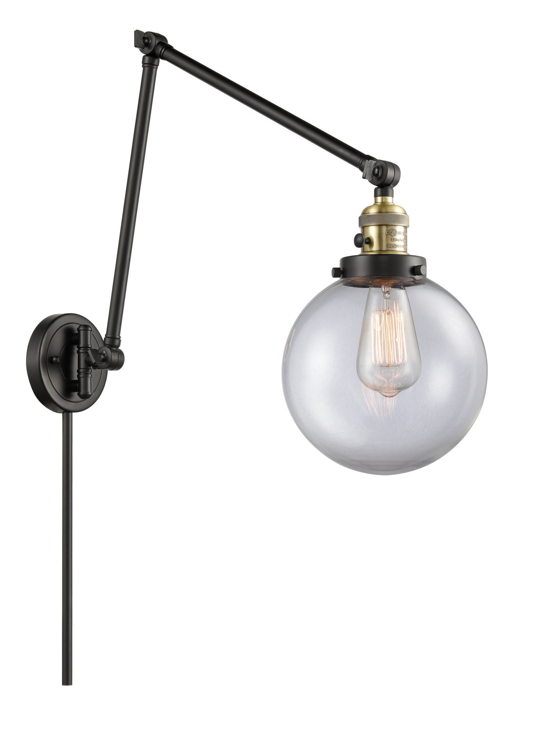 Innovations - 238-BAB-G202-8 - One Light Swing Arm - Franklin Restoration - Black Antique Brass