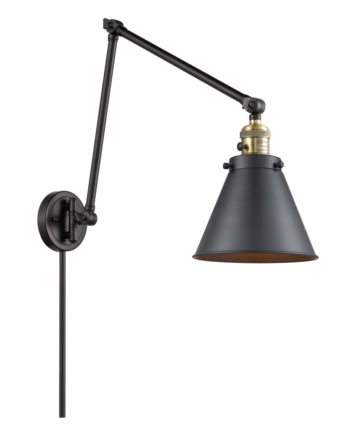Innovations - 238-BAB-M13-BK - One Light Swing Arm - Franklin Restoration - Black Antique Brass