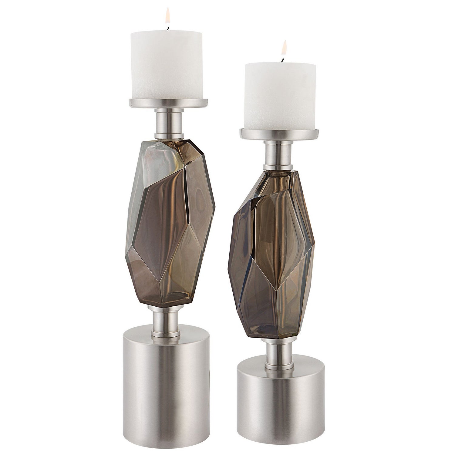 Uttermost - 17994 - Candleholders, Set/2 - Ore - Brushed Nickel