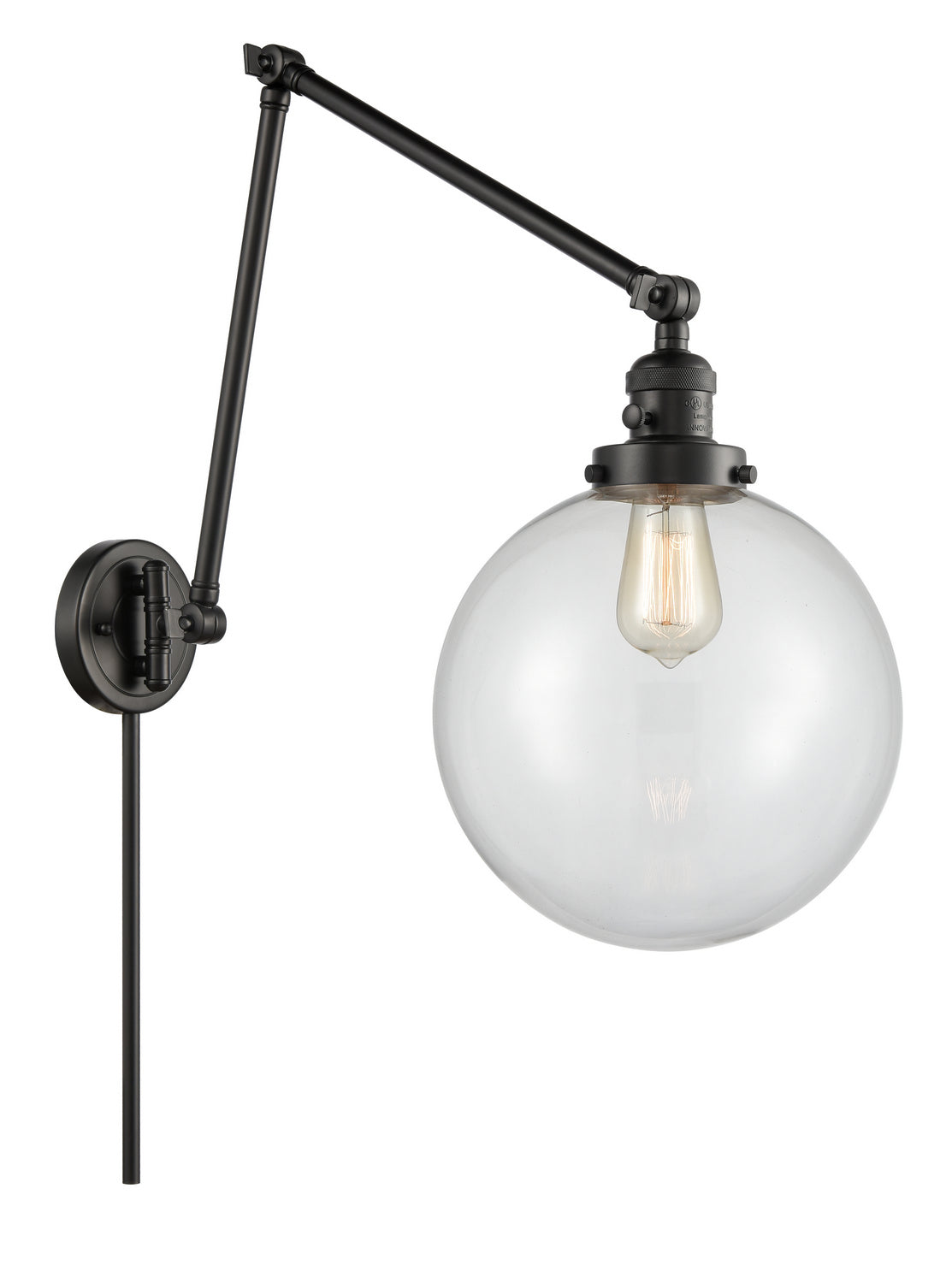 Innovations - 238-BK-G202-10 - One Light Swing Arm - Franklin Restoration - Matte Black