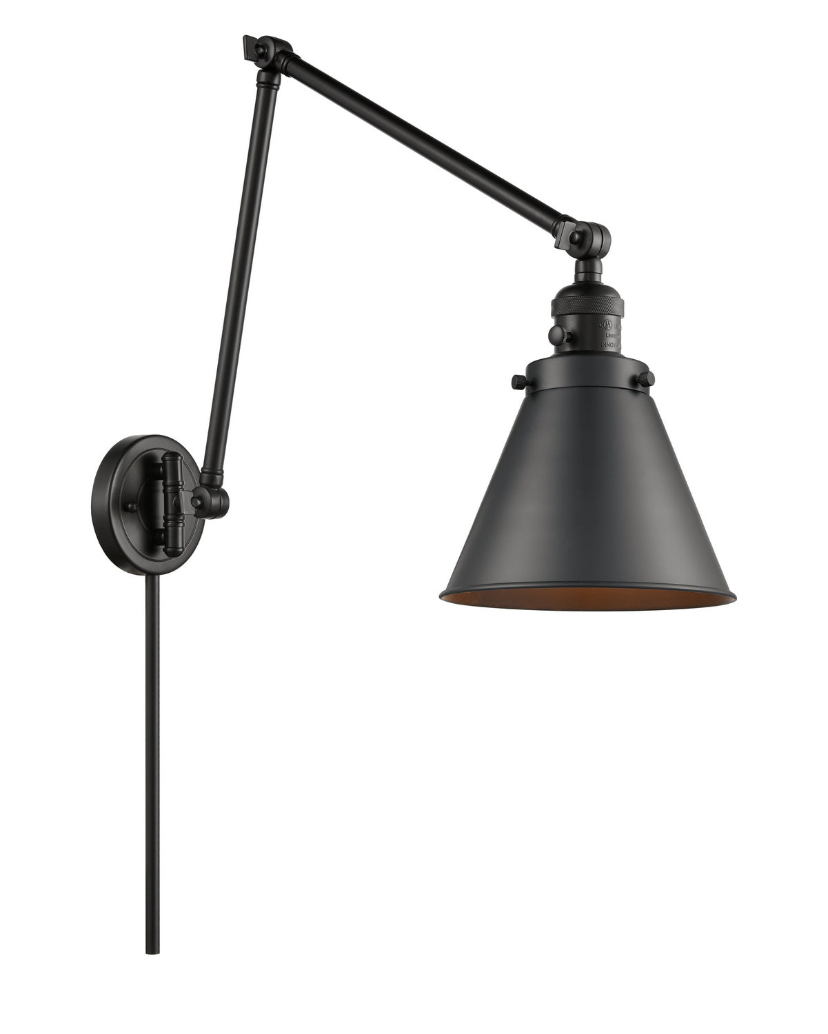 Innovations - 238-BK-M13-BK - One Light Swing Arm - Franklin Restoration - Matte Black