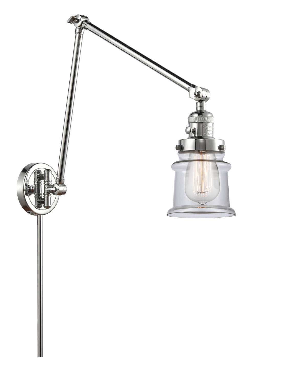 Innovations - 238-PC-G182S - One Light Swing Arm - Franklin Restoration - Polished Chrome