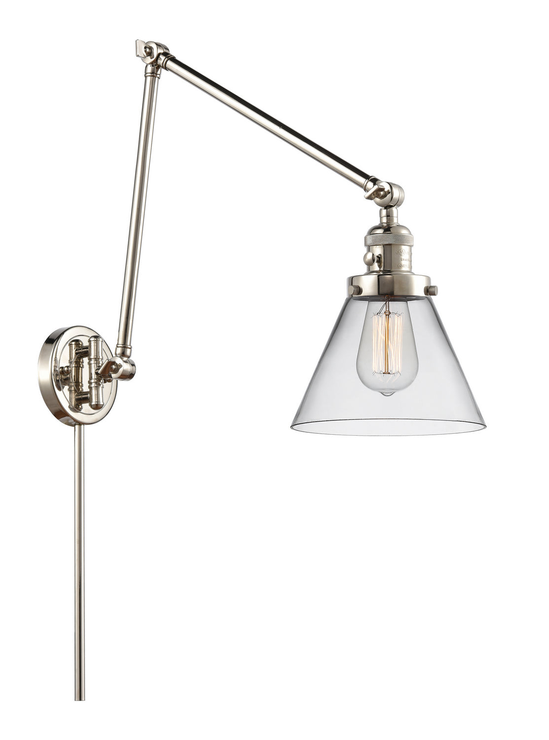 Innovations - 238-PN-G42 - One Light Swing Arm - Franklin Restoration - Polished Nickel