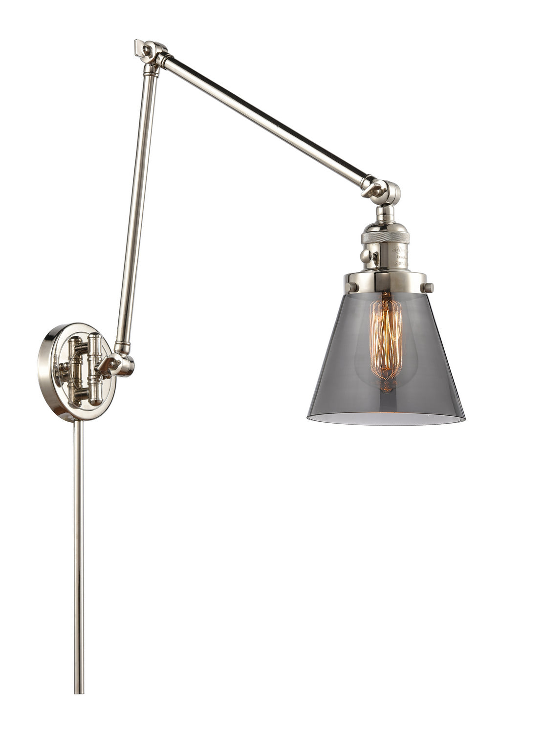 Innovations - 238-PN-G63 - One Light Swing Arm - Franklin Restoration - Polished Nickel