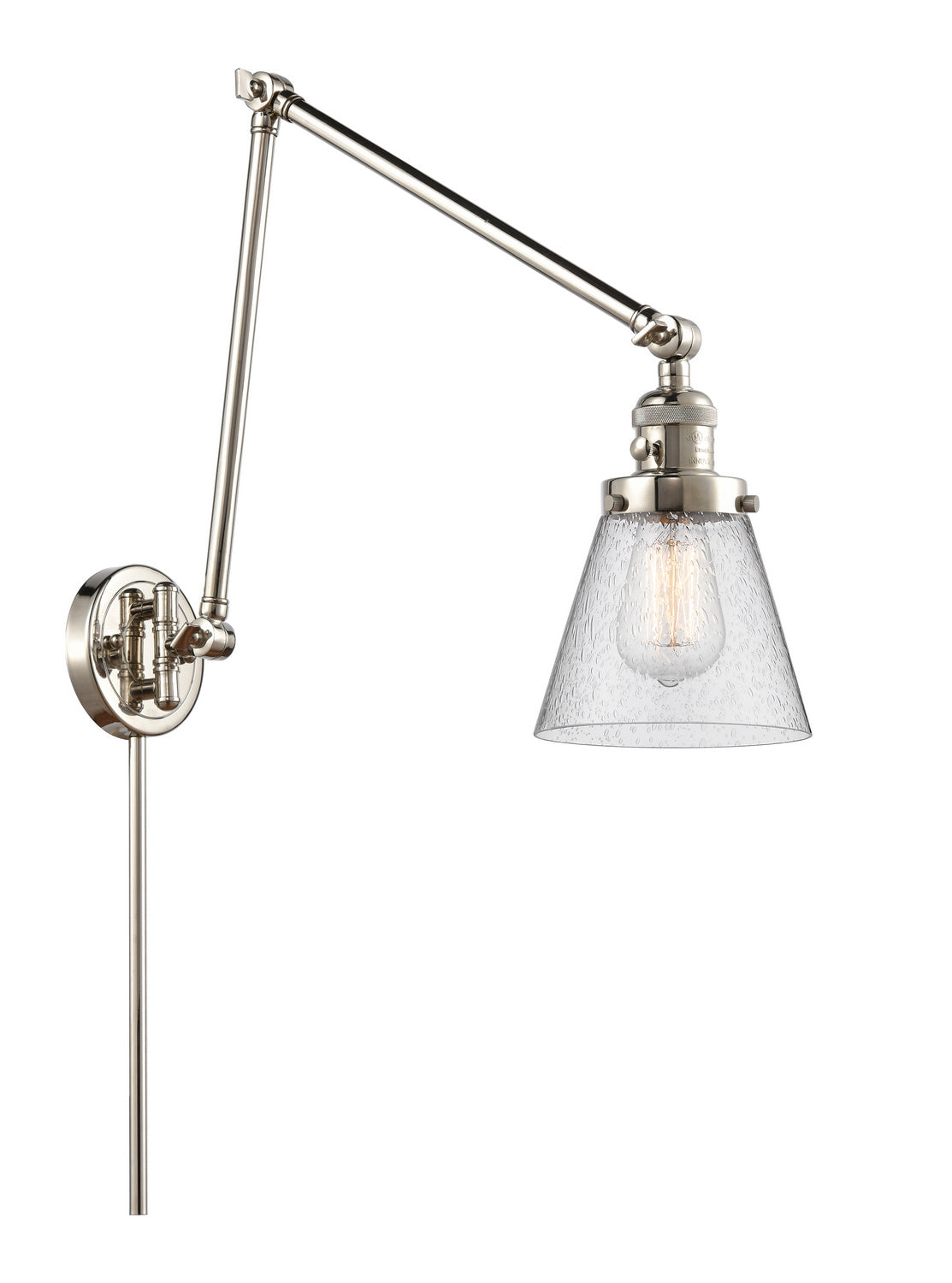 Innovations - 238-PN-G64 - One Light Swing Arm - Franklin Restoration - Polished Nickel