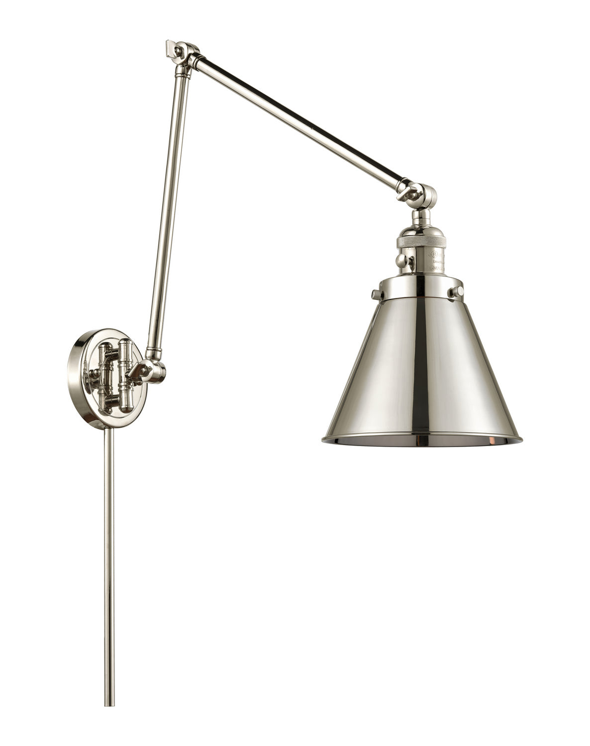 Innovations - 238-PN-M13-PN - One Light Swing Arm - Franklin Restoration - Polished Nickel