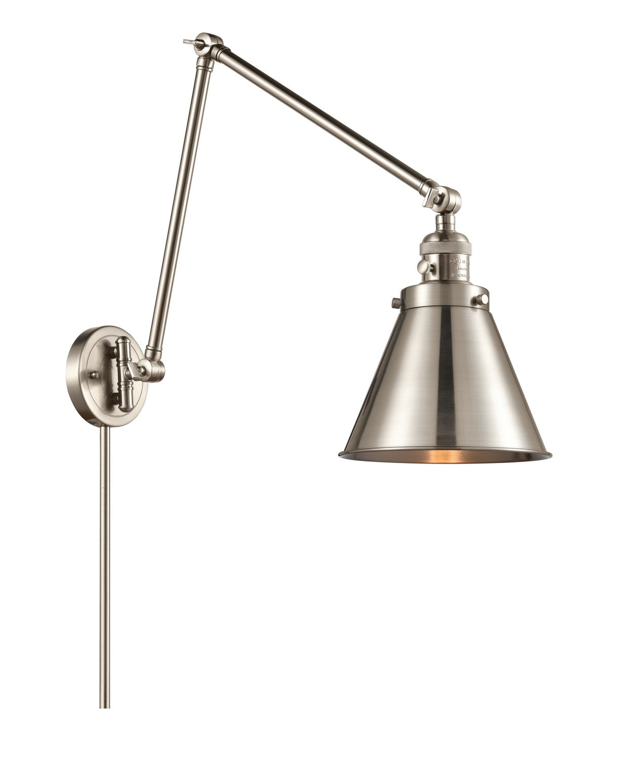 Innovations - 238-SN-M13 - One Light Swing Arm - Franklin Restoration - Brushed Satin Nickel