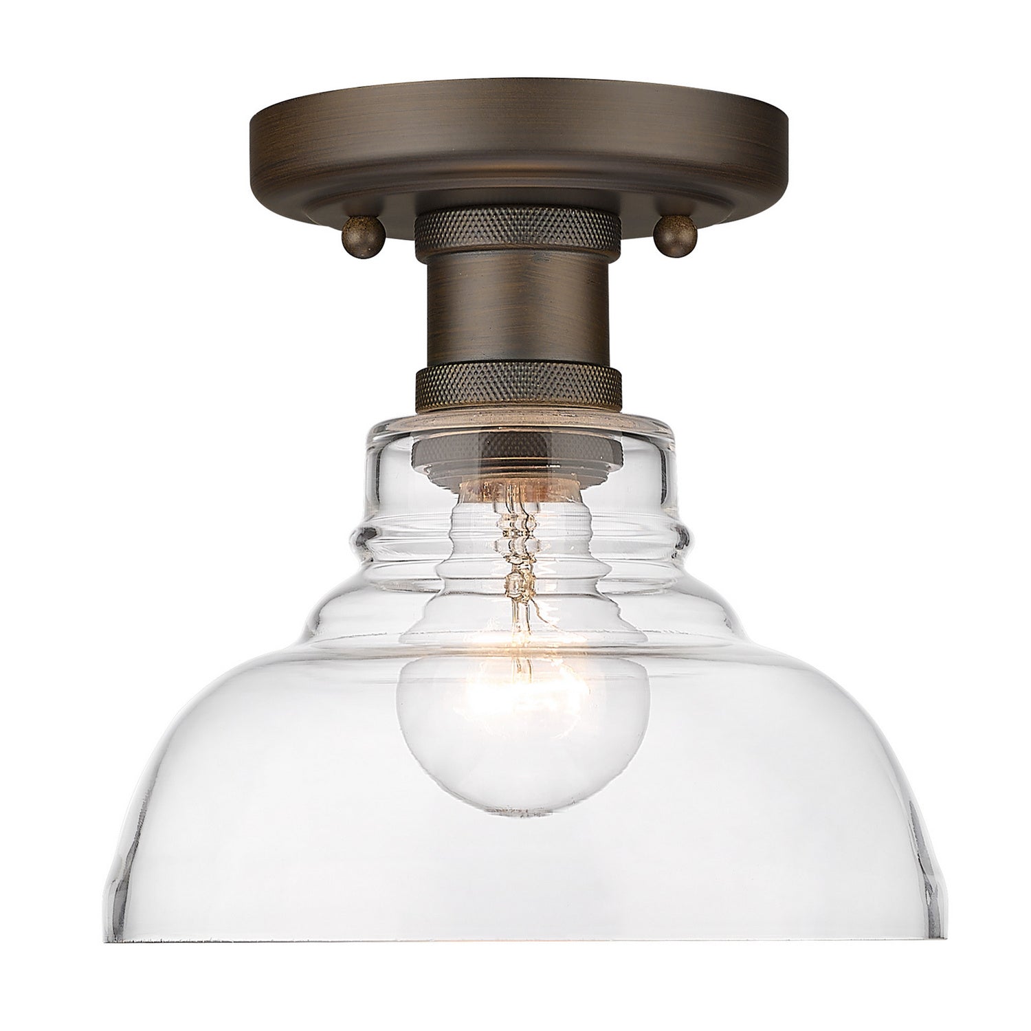 Golden - 0305-FM RBZ-CLR - One Light Flush Mount - Carver - Rubbed Bronze