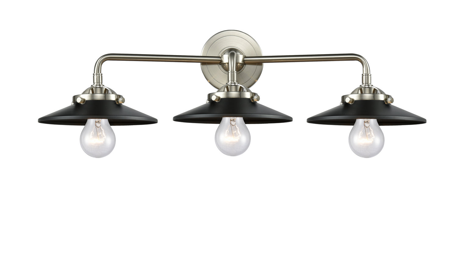 Innovations - 284-3W-SN-M6-BK - Three Light Bath Vanity - Nouveau - Brushed Satin Nickel