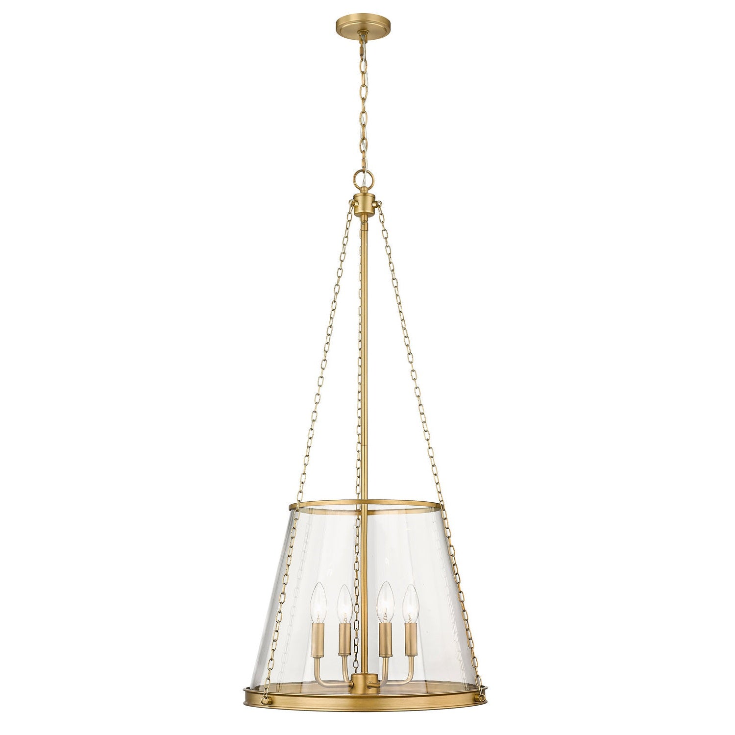 Z-Lite - 341P18-RB - Four Light Pendant - Prescott - Rubbed Brass