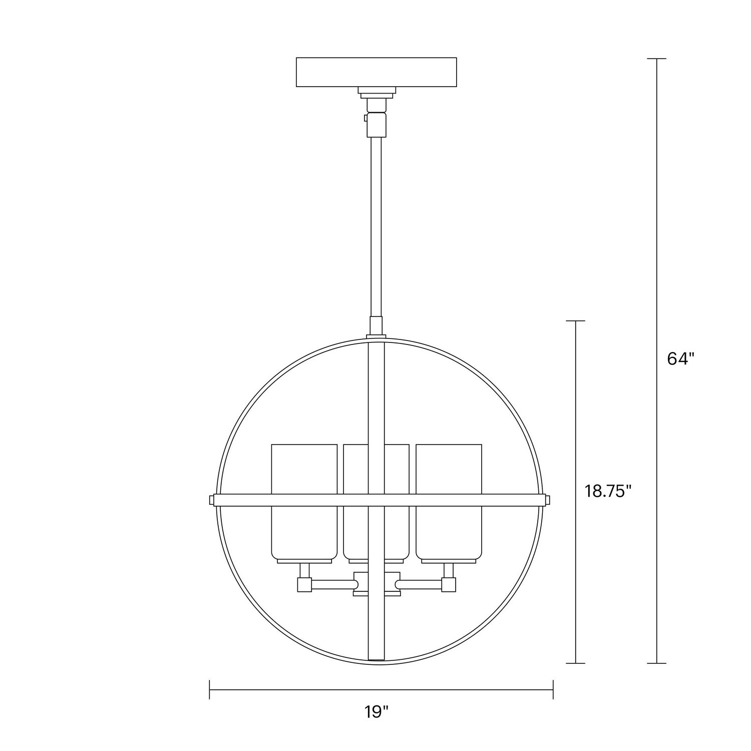 Generation Lighting - 3124603-112 - Three Light Chandelier - Alturas - Midnight Black