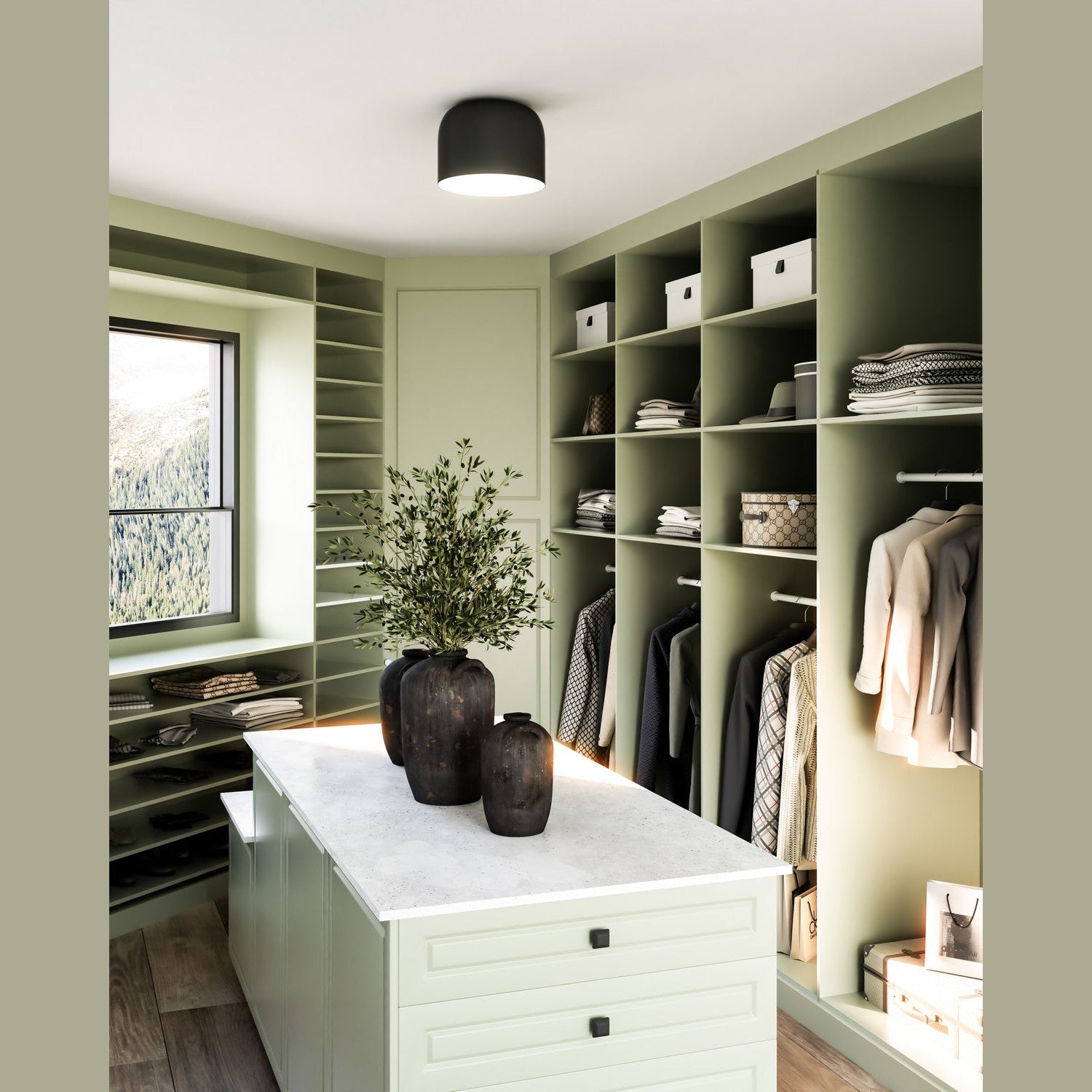 Kuzco Lighting - FM44912-BK/WH - LED Flush Mount - Cayne - Black/White