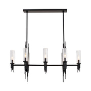 Alora - LP335838MBCR - Eight Light Pendant - Torres - Clear Ribbed Glass/Matte Black