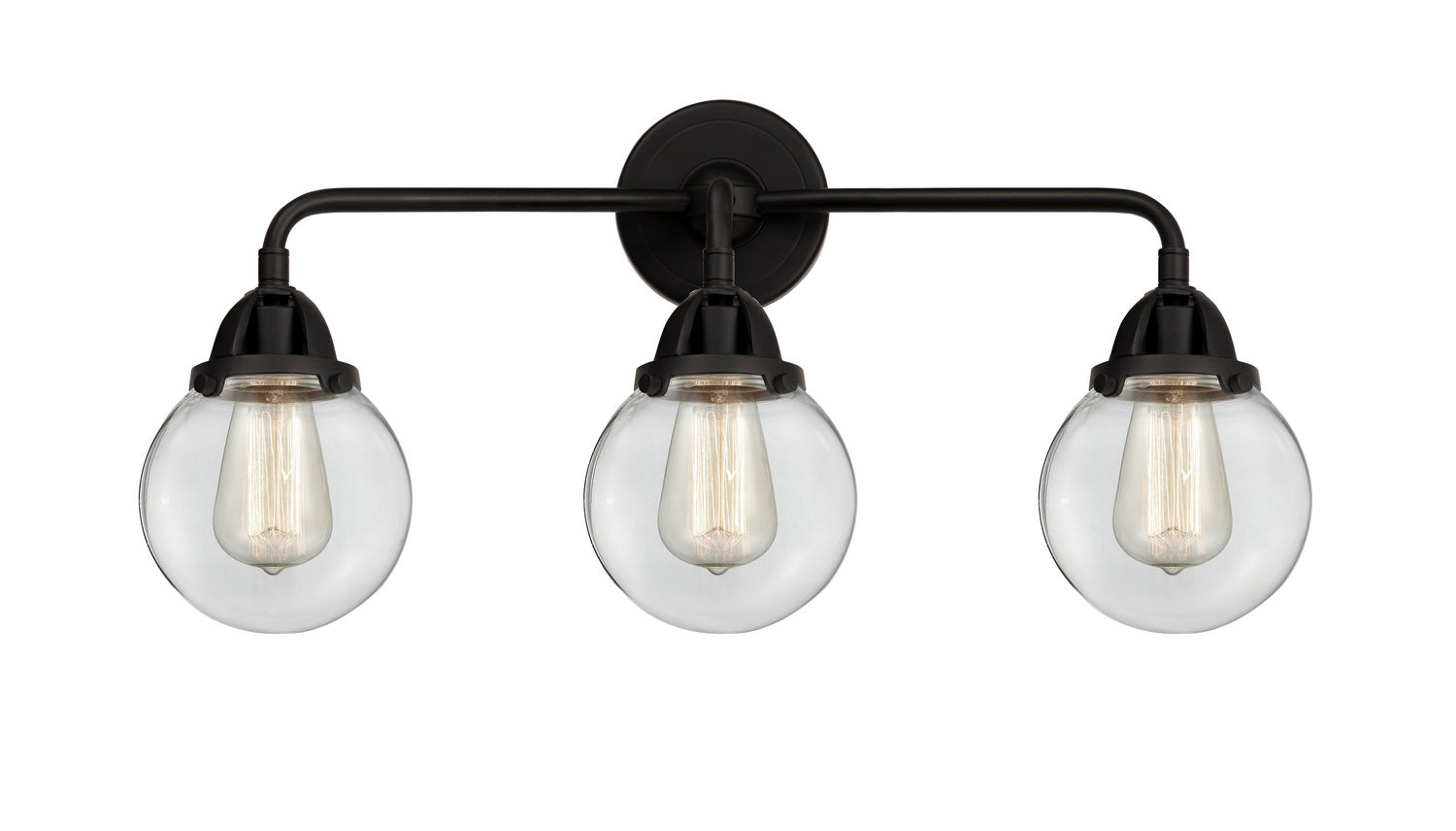 Innovations - 288-3W-BK-G202-6 - Three Light Bath Vanity - Nouveau 2 - Matte Black