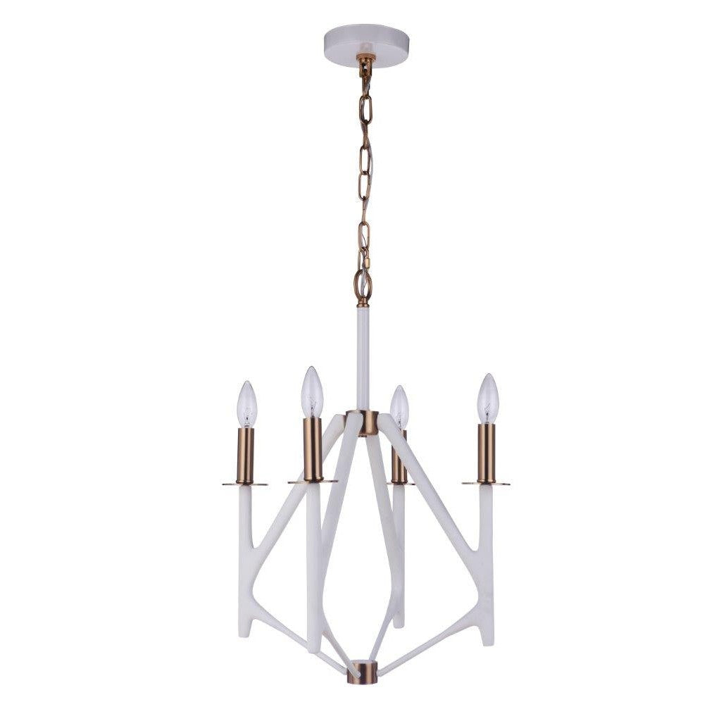 Craftmade - 55534-MWWSB - Four Light Foyer Pendant - The Reserve - Matte White / Satin Brass
