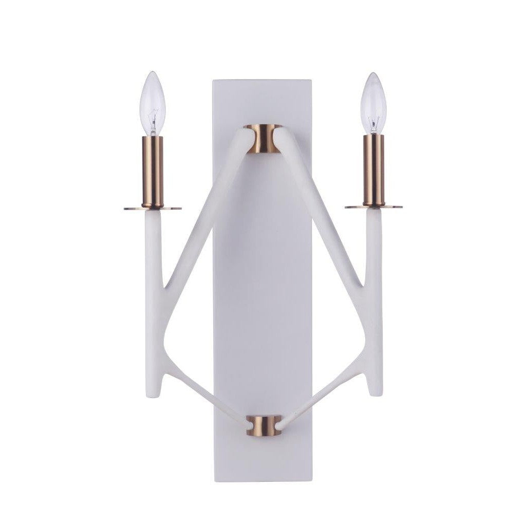 Craftmade - 55562-MWWSB - Two Light Wall Sconce - The Reserve - Matte White / Satin Brass