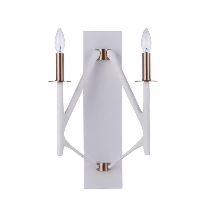 Craftmade - 55562-MWWSB - Two Light Wall Sconce - The Reserve - Matte White / Satin Brass