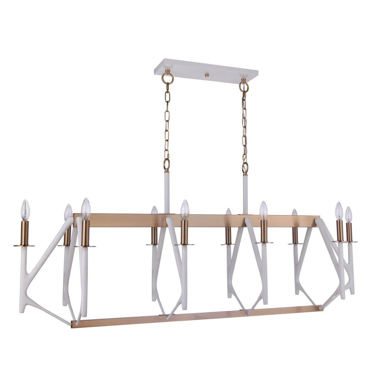 Craftmade - 55570-MWWSB - Ten Light Island Pendant - The Reserve - Matte White / Satin Brass