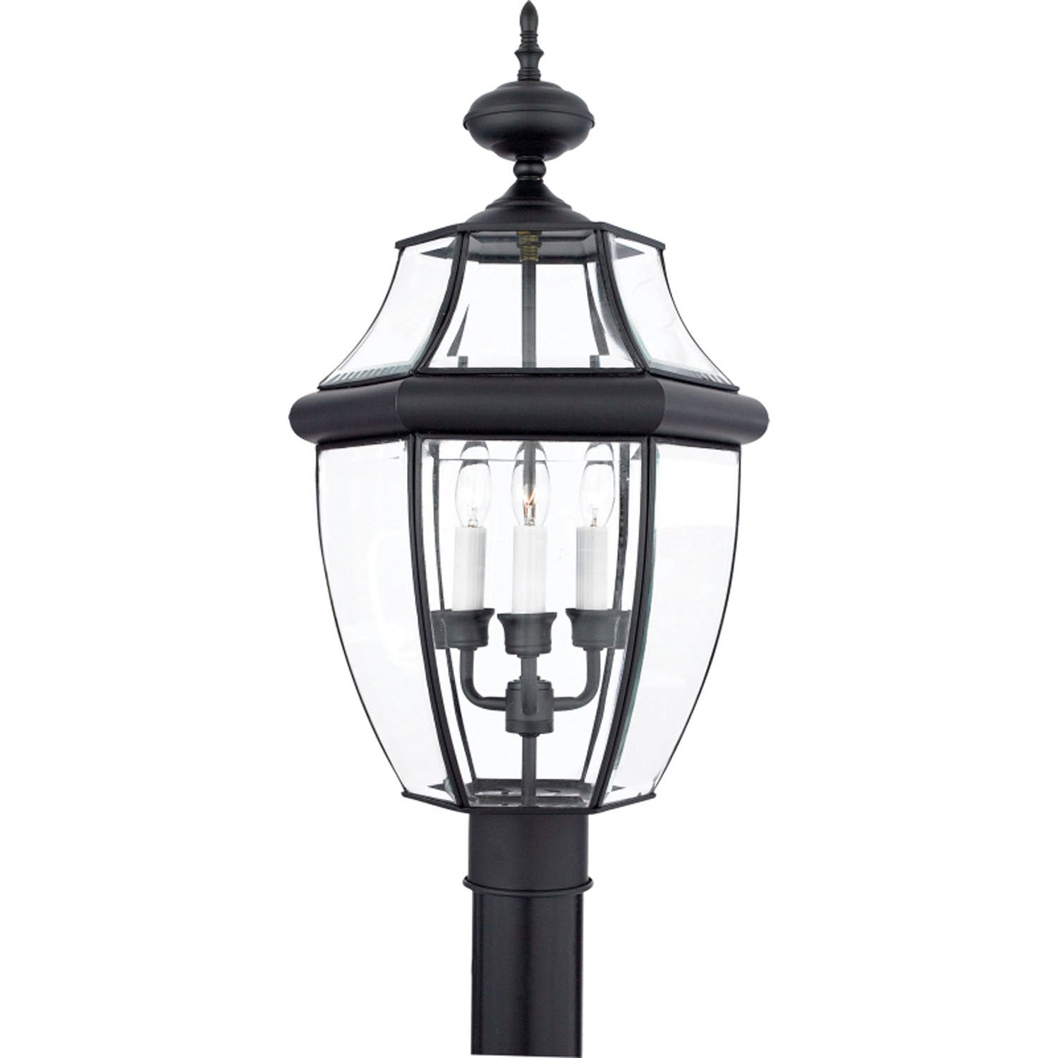 Quoizel - NY9043K - Three Light Outdoor Post Lantern - Newbury - Mystic Black