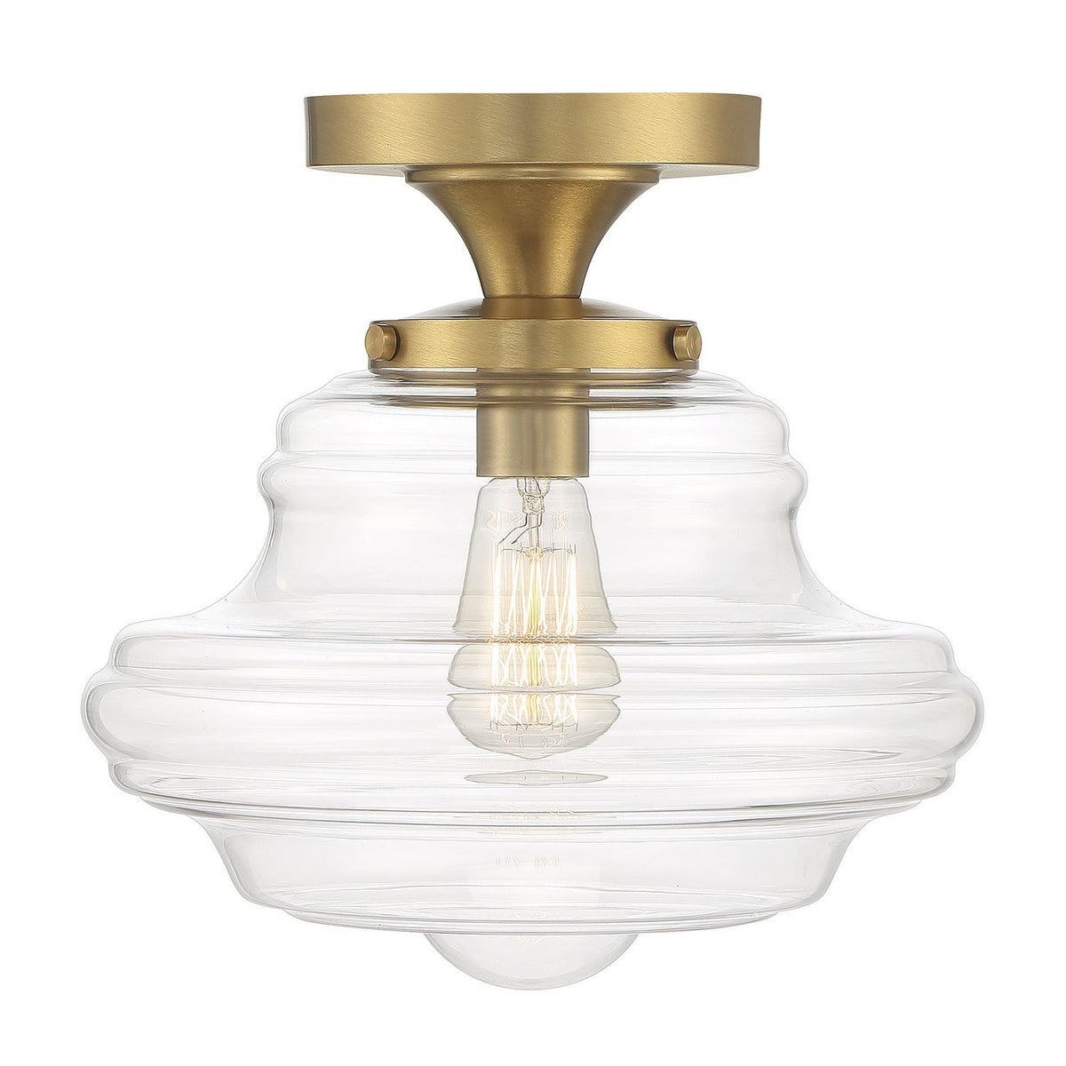 Meridian - M60069NB - One Light Semi-Flush Mount - Natural Brass
