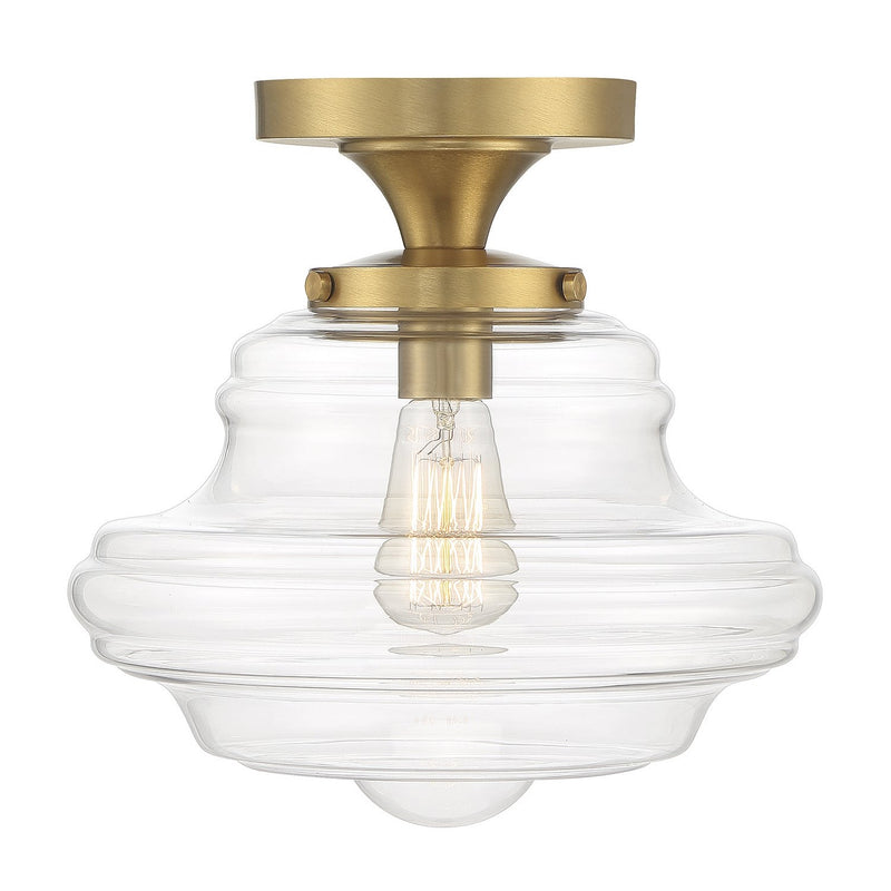 Meridian - M60069NB - One Light Semi-Flush Mount - Natural Brass