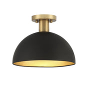Meridian - M60071MBKNB - One Light Semi-Flush Mount - Matte Black with Natural Brass
