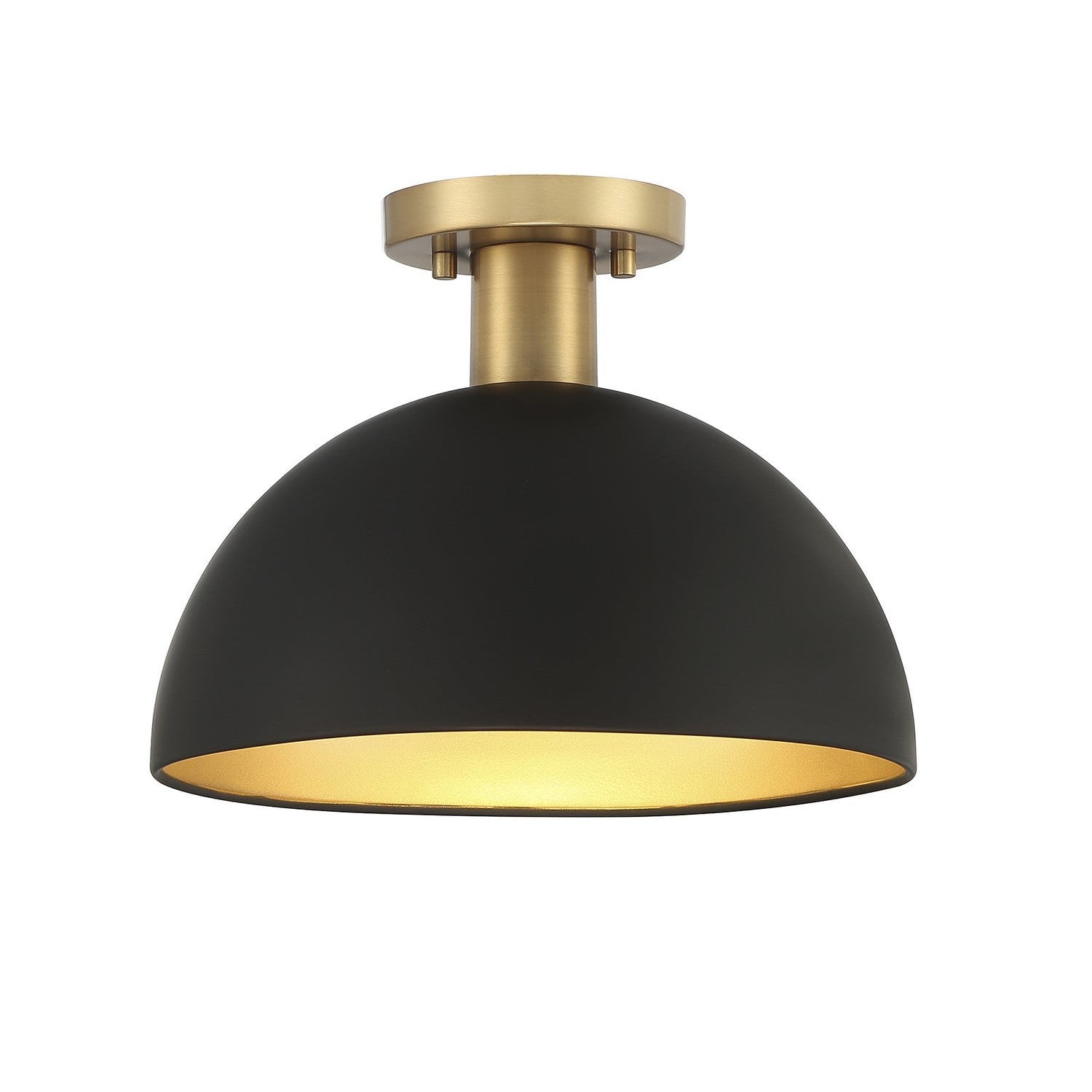 Meridian - M60071MBKNB - One Light Semi-Flush Mount - Matte Black with Natural Brass