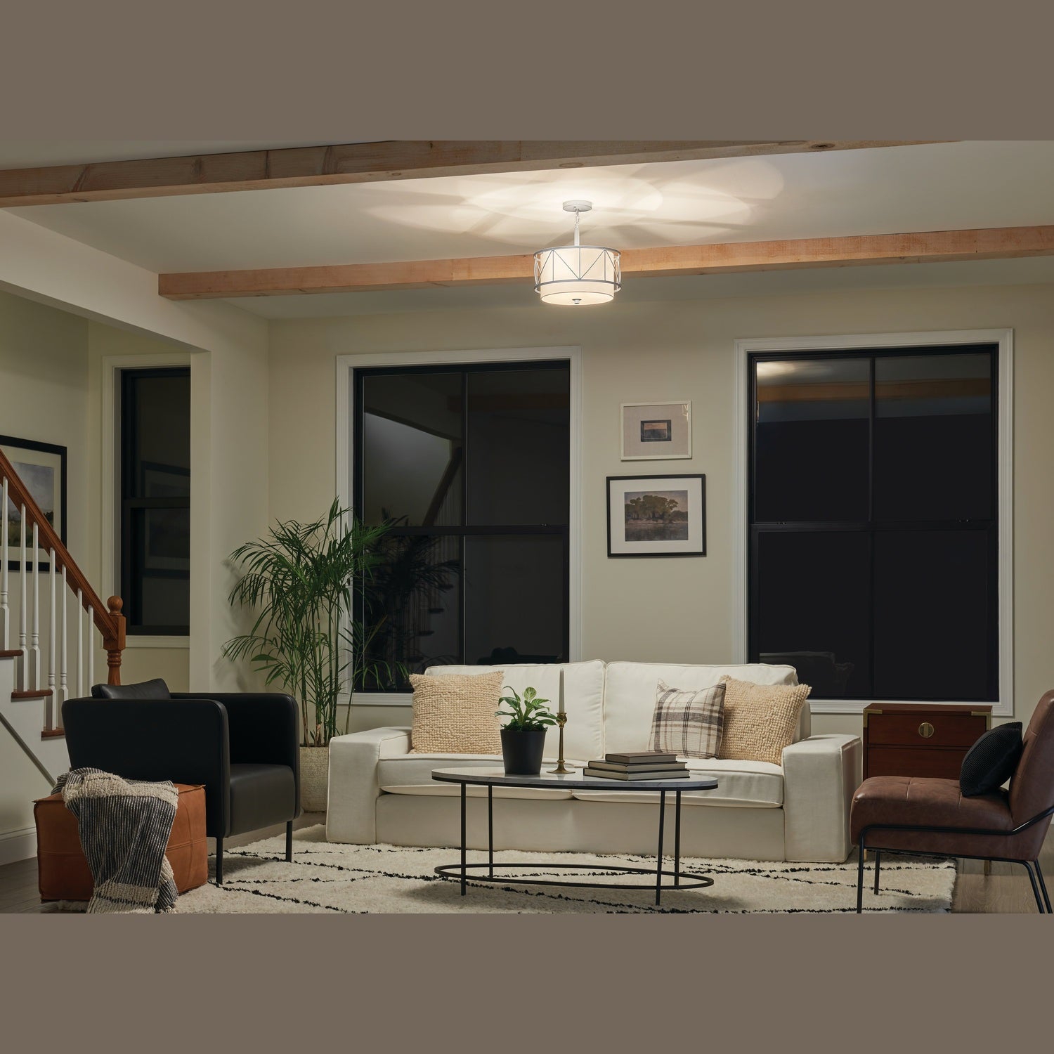 Kichler - 52074SN - Three Light Pendant/Semi Flush - Birkleigh - Satin Nickel